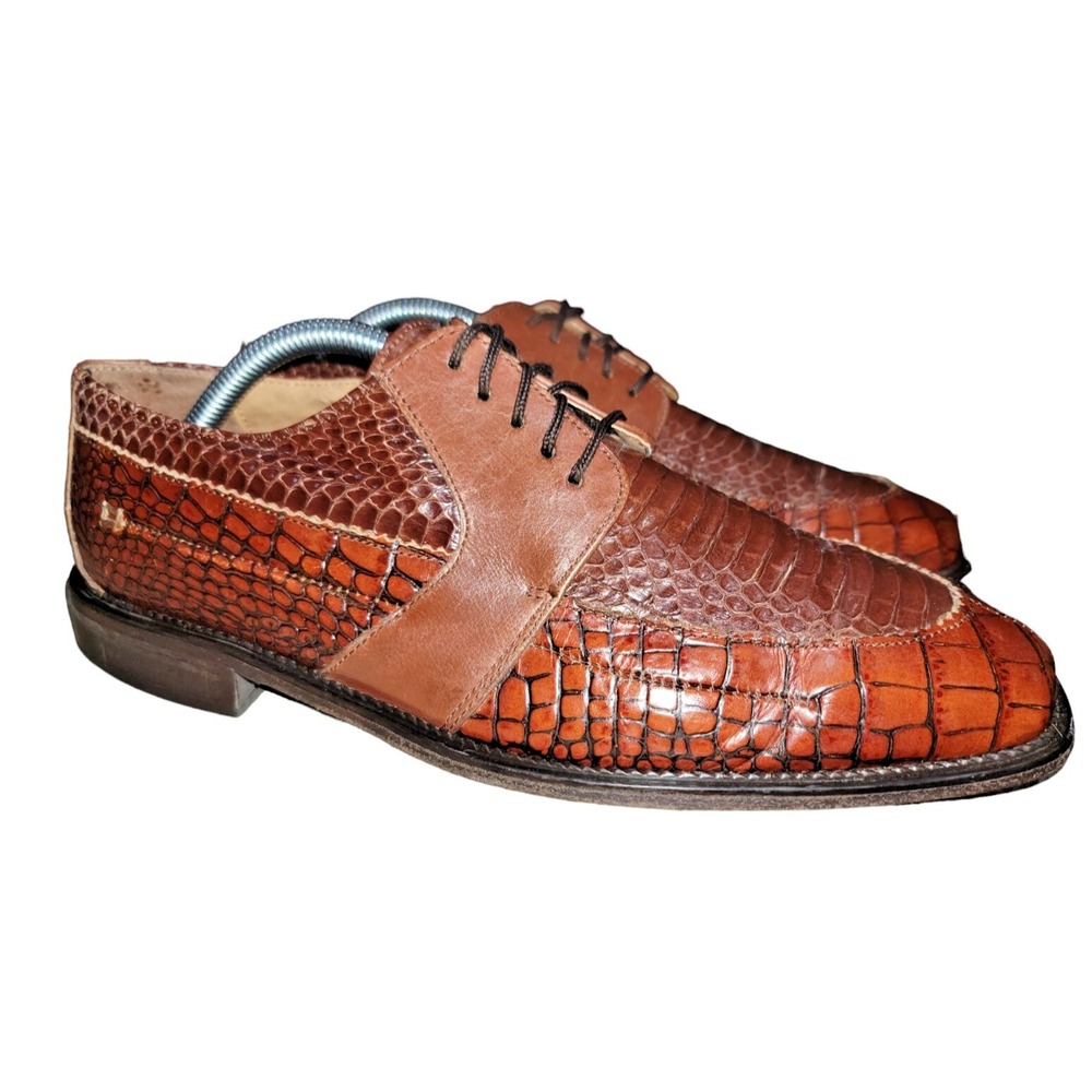 Stacy Adams Men's Brown Genuine Snakeskin Split Toe Leather Dress Shoes Size 9 M